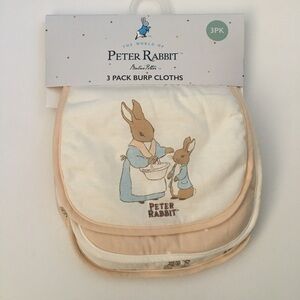 NEW Burp Cloths 3 Pack Peter Rabbit Theme Soft Cotton/Polyester | Beatrix Potter